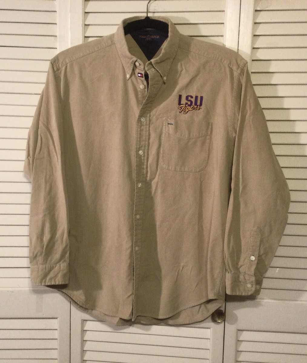 lsu button down dress shirt LSU Tigers Mens Columbia Short Sleeve PURPLE Tamiami Button Down Shirt