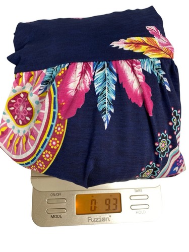 Cavenders Babydoll Tunic Top Slinky Travel Knit Blue Feather Floral Boho NEW M - 第 10/11 張圖片