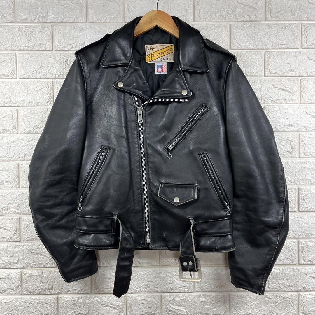 Schott 613 perfecto double riders leather jacket Cowhide Black