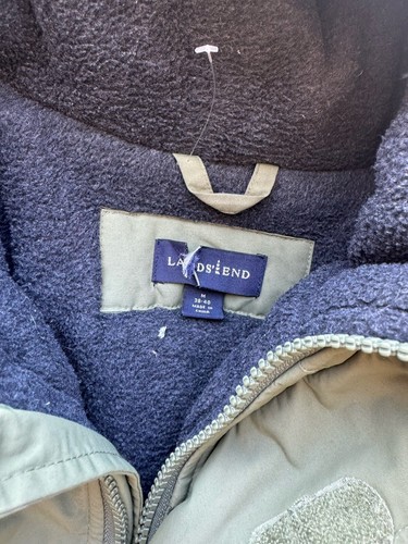 Lands End Polartec Jacket Mens Size M Big 38-40 Army G Winter Long Coat Pockets - Picture 12 of 14
