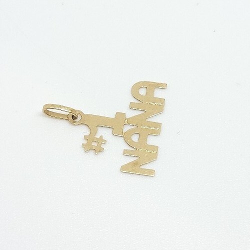 14K Yellow Gold #1 Nana Pendant Charm - Picture 2 of 4