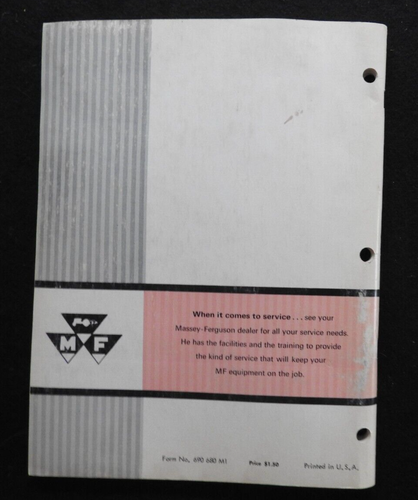 GENUINE 1964-1975 MASSEY-FERGUSON MF175 MF 175 TRACTOR OPERATORS MANUAL GOOD - Picture 8 of 8