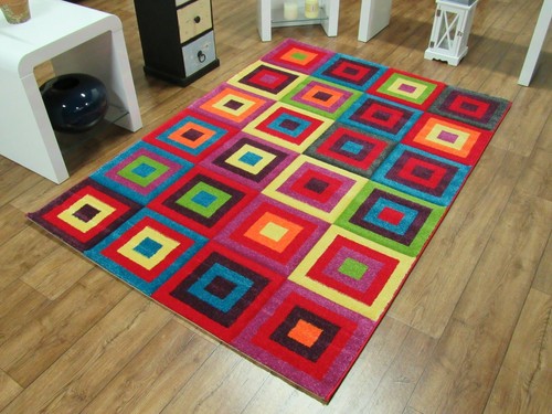 Rainbow Rug Runner Checked Pattern Multicolour Geometric 3D Texture Any Room - Picture 58 of 84