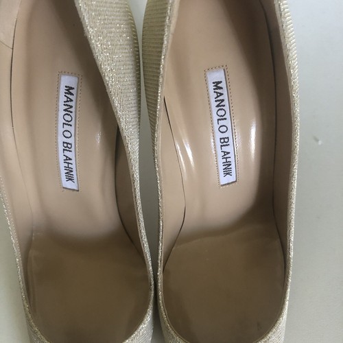NIB $695 MANOLO BLAHNIK BB Stiletto Pumps in Champagne - size 36.5! - Picture 7 of 15