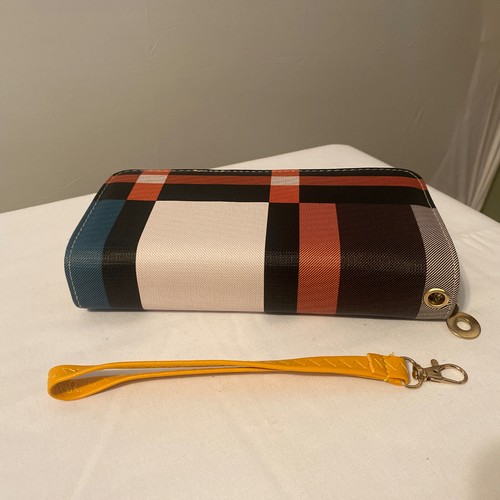 Pochette da donna a quadri ecopelle multicolore (marrone, giallo, blu) 8x4x2 - Foto 3 di 6