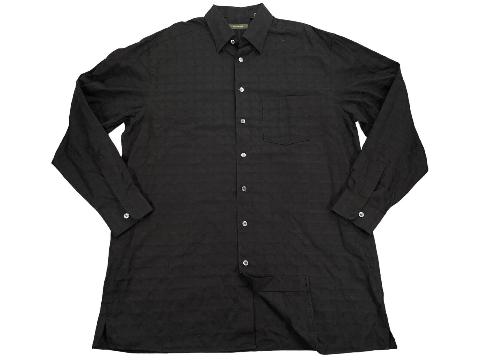 Ermenegildo Zegna Shirt Mens Size XLT Black Plaid… - image 1