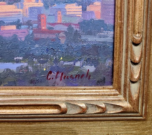 Charles Muench -Panoramic View Of Pasadena -Oil painting - Picture 7 of 9