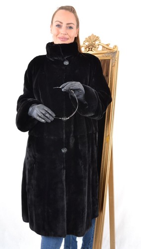 A4038 SEIDEN SAMT WIESEL MANTEL WENDEJACKE PELZMANTEL - REVOMABLE WEASEL FUR - Bild 15 von 24