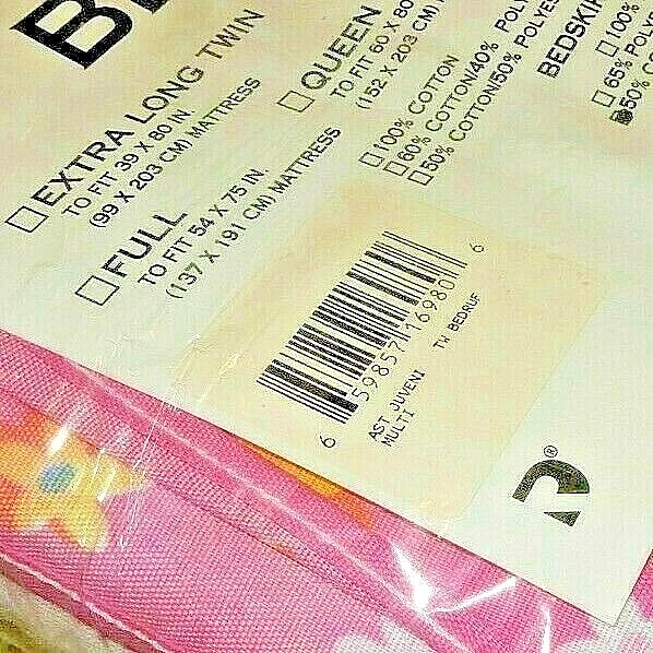 FALDA CAMA COMPLETA/DOBLE FLORES ROSA BARBIE Disney 3K NUEVA CON ETIQUETAS Tela Vintage} Foto 3 de 3