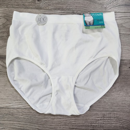 Vanity Fair Women's 8/XL  Smoothing Comfort Seamless Brief Panties White NWT