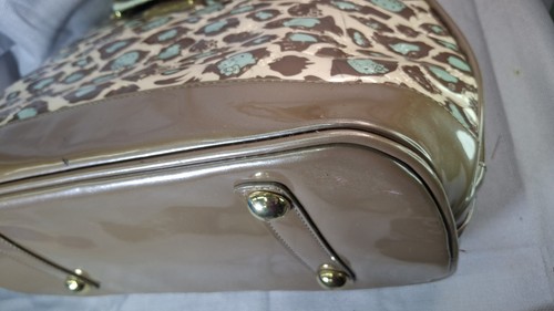 Loungefly Hello Kitty Brown & Light Green Leopard Patent Embossed Dome Purse GUC - Picture 7 of 20