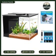 Beginner's 1 Gallon Fish Tank: LED Hood  Self-Cleaning Filtration for Easy Care