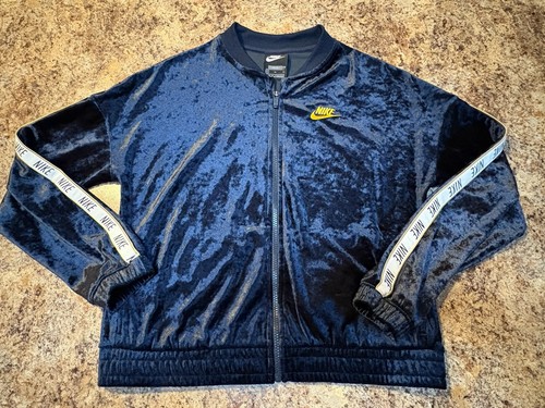 Nike Velour VTG Y2K 80s Style Women’s XL (fitted, Small) Tracksuit Jacket- Navy - Picture 1 of 10