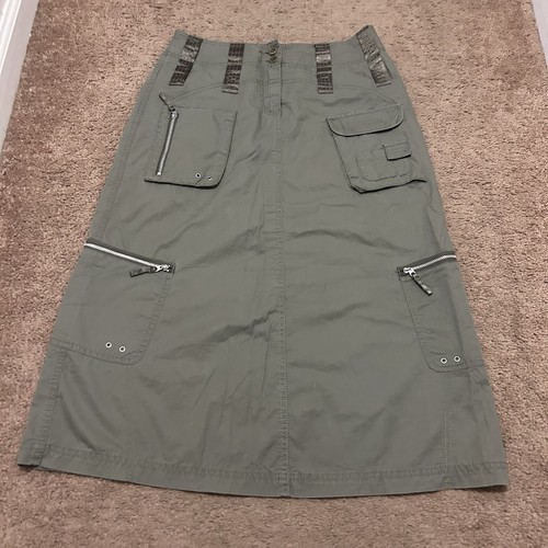 ESPRIT Vintage Size 3/4 (29” Waist) Army Green Eleven Pocket Cargo Skirt Y2K - Picture 1 of 8