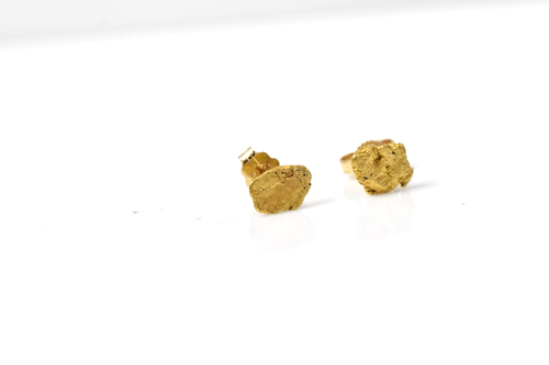 Rohe natürliche California Gold Nugget Ohrstecker 1G - Bild 2 von 4