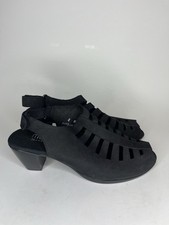 Munro Sandals Women Size 8M Sling Back Heels Black Leather Made In USA