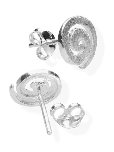 Pendientes mujer viTALISMAN plata 925 - Pendientes espiral cepillado, Silver Stud - Imagen 2 de 5