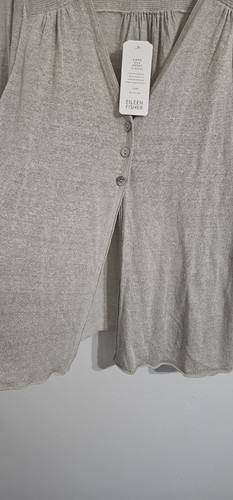 NWT Eileen Fisher 3 Button Sweater Cardigan XL Linen Silk Jersey Minimalist - Picture 8 of 15