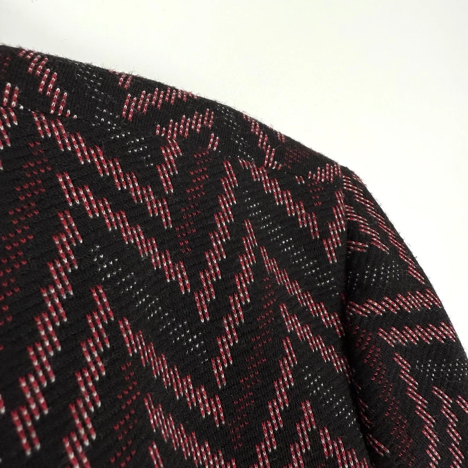 Blazer Kasper Mujer Talla 16 Negro Rojo Chevron Tejido Forrado Frente Abierto Chaqueta Foto 4 de 4