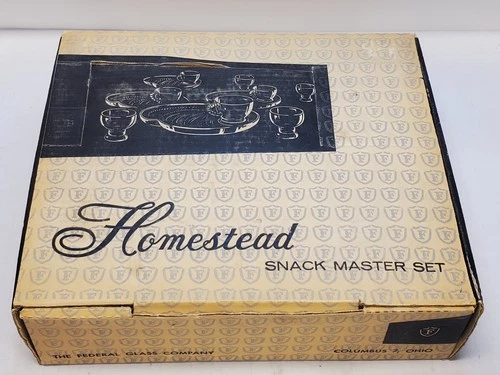 Federal Glass Hospitality Snack Set 4 Plates 4 Cups And 4 Juice Glasses