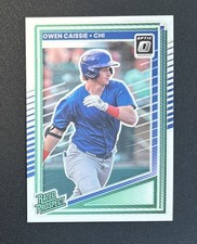 OWEN CAISSIE 2025 PANINI DONRUSS #186 OPTIC RATED PROSPECT CHICAGO CUBS 📈