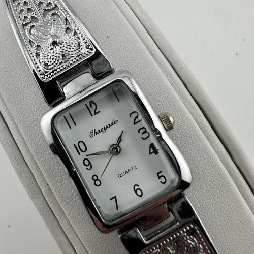 Watch Womens Silver Tone Rectangular 6.8" Bracelet Analog Filigree, New Battery - Picture 2 of 13