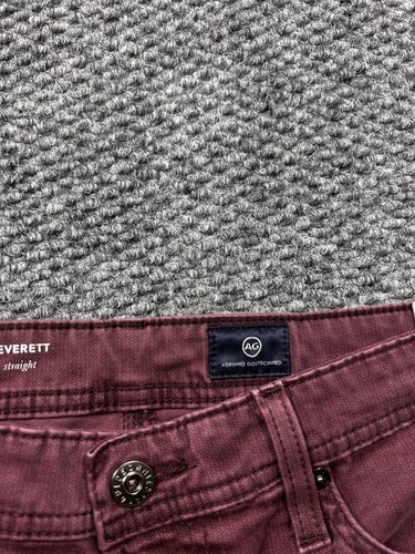 AG Adriano Goldschmied Corduroy Pants Mens 31x32 Burgundy Everett Slim Straight - Picture 3 of 9