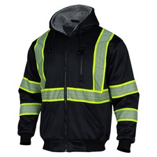 Men's ANSI Class 3 High Vis Safety Reflective Sweatshirt Wool Fleece Zipper J...