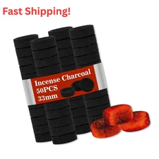 50PCS Incense Charcoal Briquettes - Charcoal Tablets Incense Burner Charcoal Bur