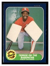 1986 Fleer #637 Terror on the Basepaths (Vince Coleman)