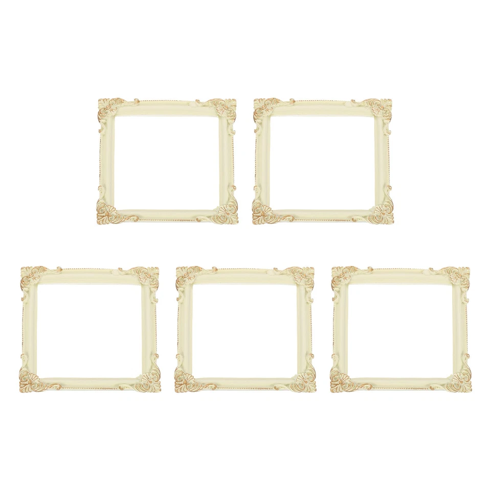 5 Stück Vintage Harz Bilderrahmen, 3,4" x 3,4" Mini Bilderrahmen, Gelb - Bild 1 von 4
