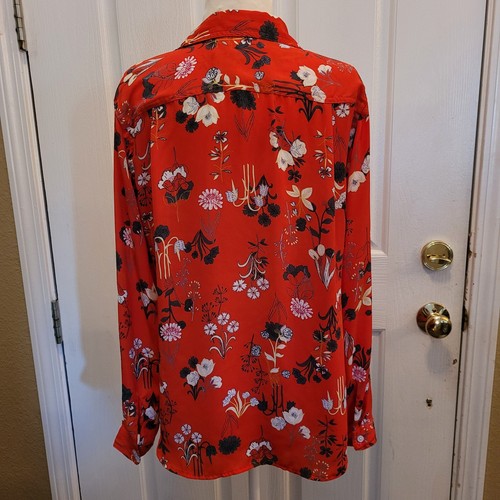 Blusa Top Ann Taylor LOFT Roja Floral Estampado Medio Carrera Trabajo Primavera Verano - Imagen 7 de 9