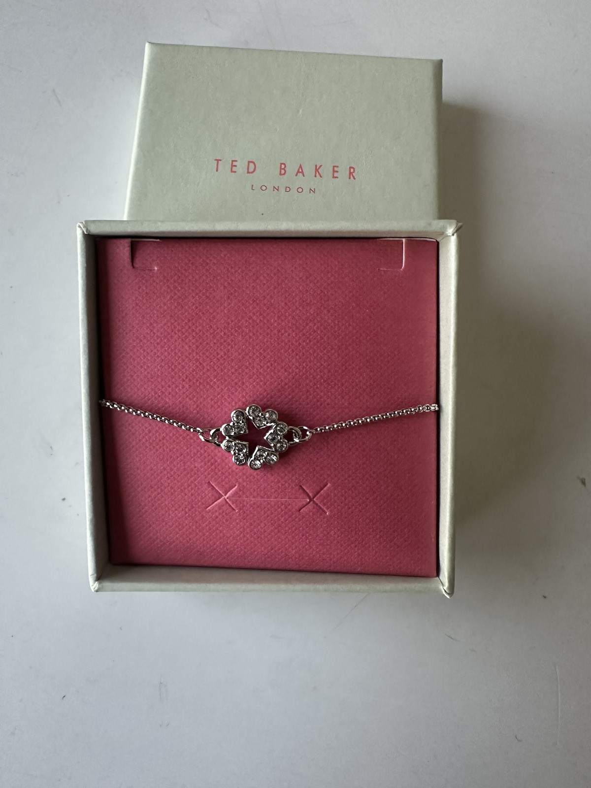 TED BAKER BRACELET SILVER TONED Clear Crystal Pendant  £35 NEW