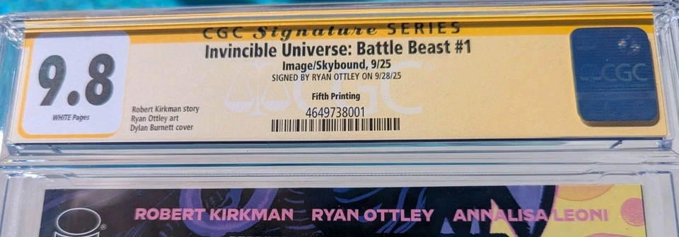 Invincible Universe: Battle Beast #1 2025 CGC 9.8 Signed by RYAN OTTLEY - Image 3 of 4