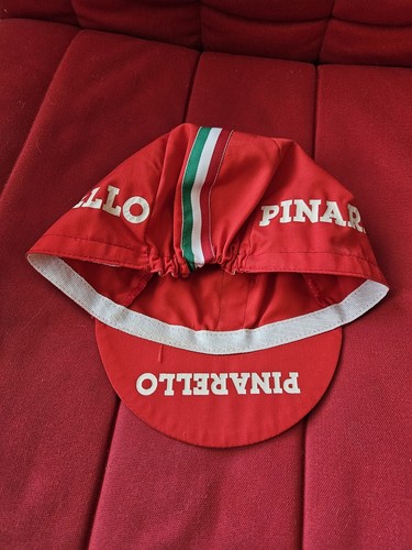 Vintage Pinarello Cycling Hat Cap Red Italy Flag Stripe Kucharik RARE NOS NWOT - Picture 2 of 4
