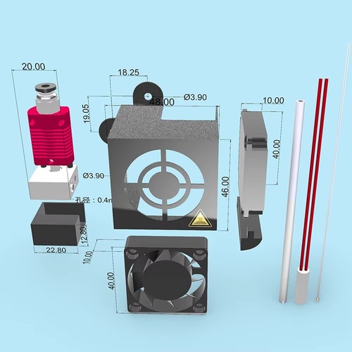 12V/24V 40W Extruder Hot End Nozzle Fan Kits For Ender-3/CR-10 3D Printer HAU - Afbeelding 8 van 16