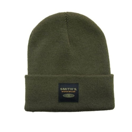 Smith's Men's Workwear Double Layer Knit Cuff Beanie in Olive One Size MSRP $48