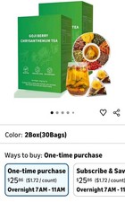 Goji Berry Chrysanthemum Tea Liver Health. Two Boxes, Total 30 Tea Bags. Sealed.
