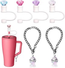 4 Pack 12mm Diamond Straw Cover Cap for Brumate Era 30&40 12mm, Diamond(4+2) 