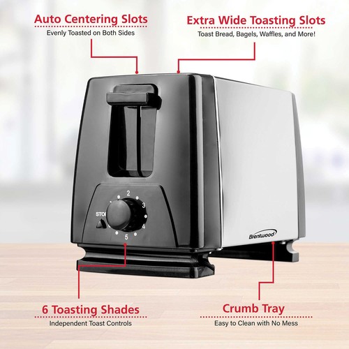 BRENTWOOD® 2-Slice Toaster with Extra-Wide Slots - 第 8/8 張圖片