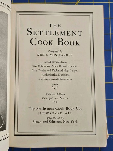 The Settlement Cook Book: The Way to a Man's Heart Kander Enlarged 30th Ed 1951 - Picture 2 of 10