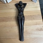 (#308R). Vintage Hand Carved Wooden Wood Nude Lady Woman NUT CRACKER 13" tall