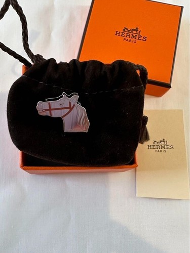 Hermes Scarf Ring Twilly Ring Cadreige Horse Motif Necklace Gold Brown - Picture 2 of 5