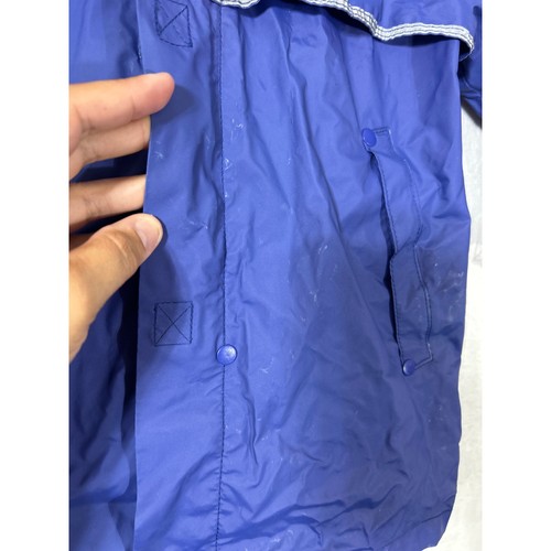 Lands End Rain Jacket Kids 4 Navy Blue Hooded Polyvinyl Vented Unlined Pockets - Picture 3 of 11