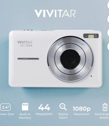 "Cámara digital Vivitar Popsnap 1080HD pantalla de 2,4"" VECS124-WHT blanca" - Imagen 1 de 6