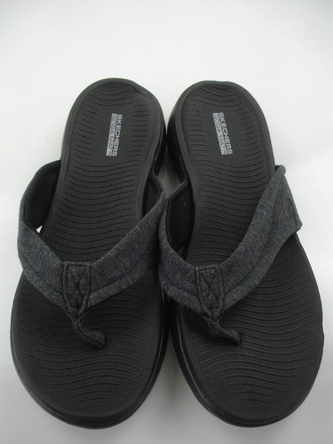 Damen-Riemensandalen 8 M Skechers On The Go Be Happy grau schwarz Keilabsatz Flip-Flop - Bild 7 von 12