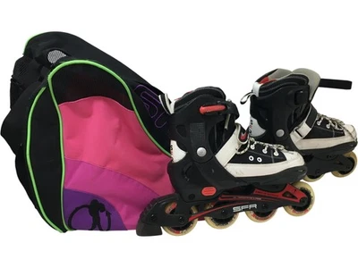 SFR Miami Inline Skates Black White Adjustable Size UK 3-6 with Bag - Image 1 of 4