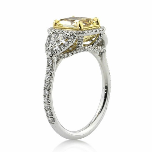 Verlobungsring 3,5 kt gelber Citrin &amp; simulierter Diamant 14 K Weißgold... - Bild 4 von 4