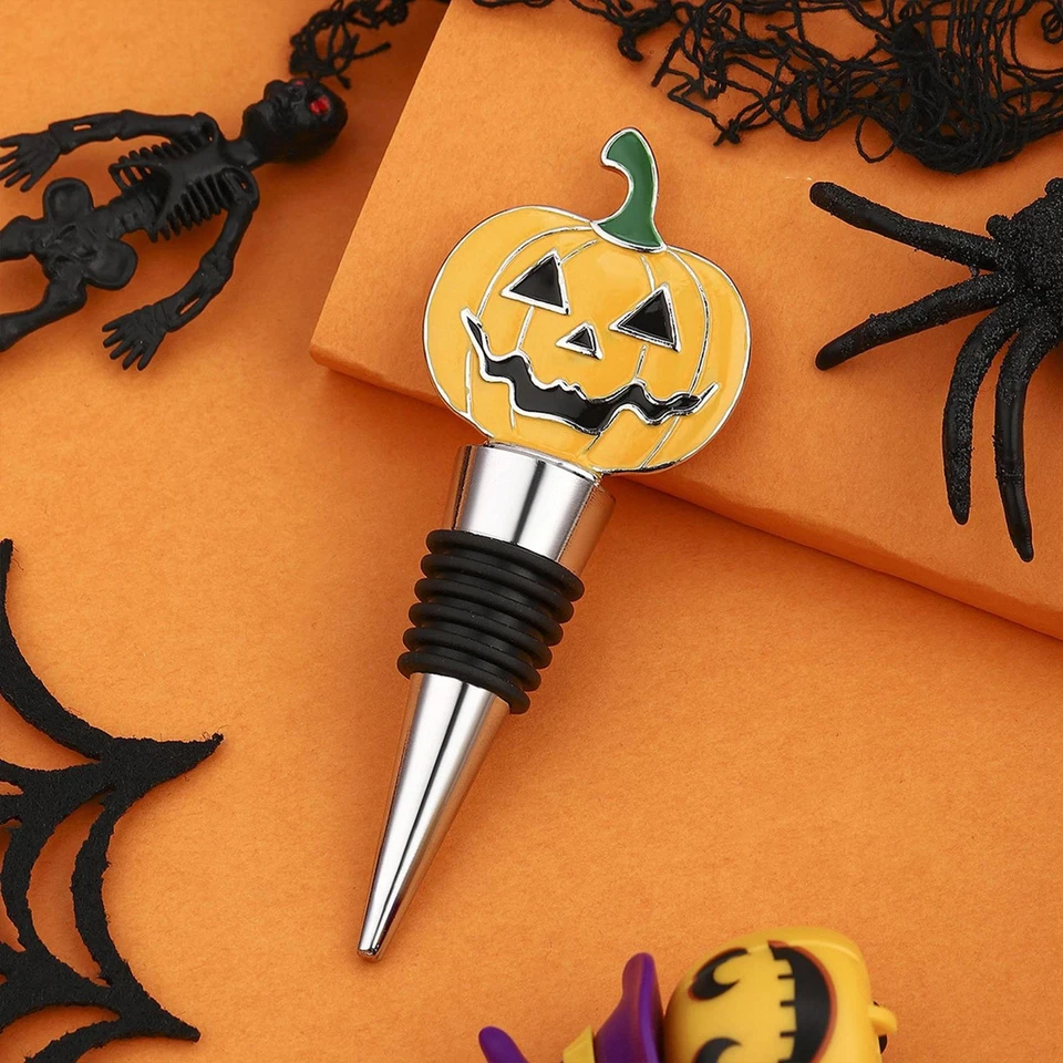 2pcs Halloween Wine Stopper Halloween Pumpkin Alloy Wine Sealer Bottle Cork — 第 4/4 张图片