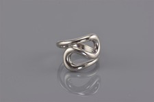 Sterling Silver Double Swirled Looped Modernist Solid Band Ring 925 Sz: 7